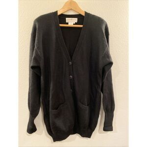 Peruvian Connection Sweater 100% Alpaca Cardigan Black Women's Size M Handmade